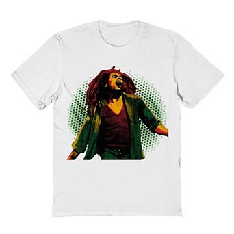 Men's Bob Marley Halftone Background Graphic Tee