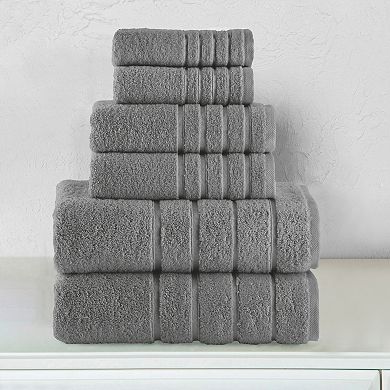 Elegant Comfort 6-Piece Turkish Cotton 4 Lines Stripe Towel Set