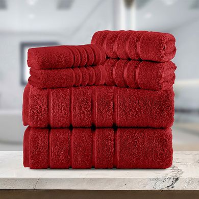 Elegant Comfort 6-Piece Turkish Cotton 4 Lines Stripe Towel Set