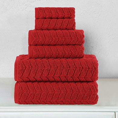 Elegant Comfort 6-Piece Turkish Cotton Braided Towel Set