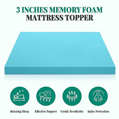 SERWALL 3-Inch Gel Memory Foam Mattress Topper with Breathable Cover & Anti-Sliding Fixing Straps