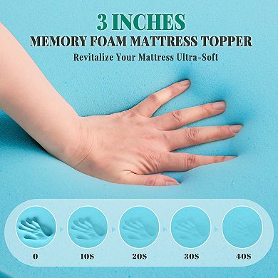 SERWALL 3-Inch Gel Memory Foam Mattress Topper with Breathable Cover & Anti-Sliding Fixing Straps