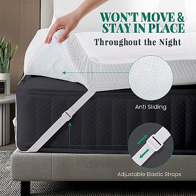 SERWALL 3-Inch Gel Memory Foam Mattress Topper with Breathable Cover & Anti-Sliding Fixing Straps