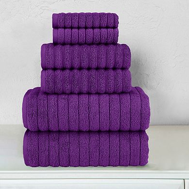 Elegant Comfort 6-Piece Turkish Cotton Corduroy Towel Set