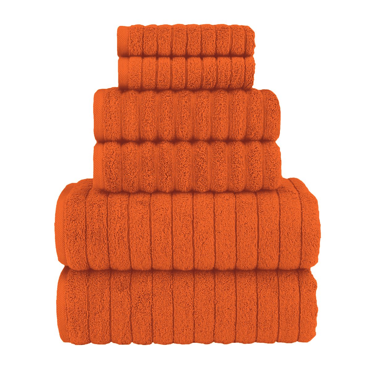 Elegant Comfort 6-Piece Turkish Cotton Corduroy Towel Set - Orange