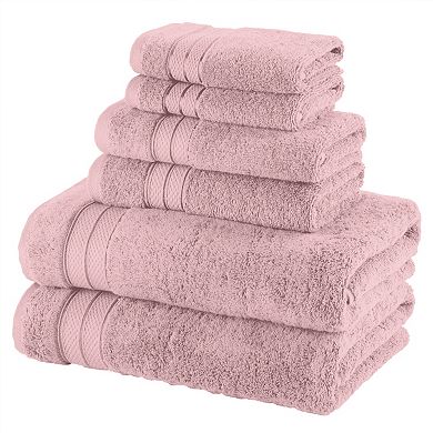 Elegant Comfort 6-Piece Turkish Cotton Three Line Popcorn Towel Set
