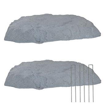 Sunnydaze Outdoor Polyresin Landscape Rock Septic Cover with Stakes - 2-Pack
