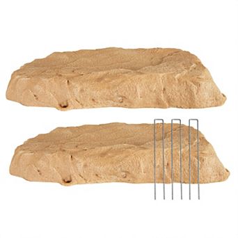 Sunnydaze Outdoor Polyresin Landscape Rock Septic Cover with Stakes - 2-Pack
