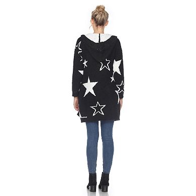 Women's Hooded Open Front Sherpa Cardigan