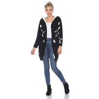 Women's Hooded Open Front Sherpa Cardigan