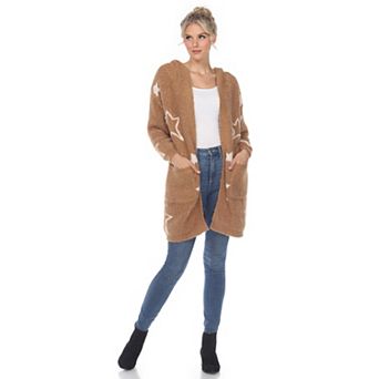 Women's Hooded Open Front Sherpa Cardigan