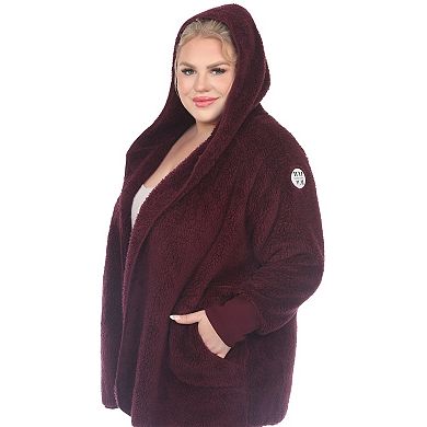 Plus Size Plush Hooded Sweater Coat with Pockets