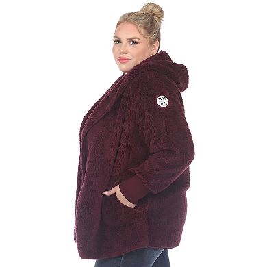 Plus Size Plush Hooded Sweater Coat with Pockets
