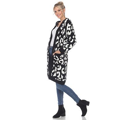 Women's Leopard Print Open Front Sherpa Cardigan