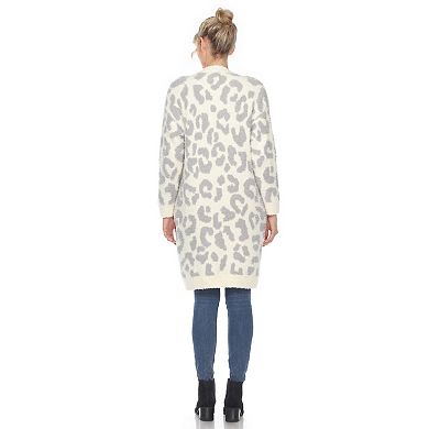 Women's Leopard Print Open Front Sherpa Cardigan