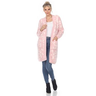 Women's Leopard Print Open Front Sherpa Cardigan
