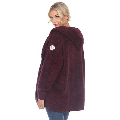 Women's Plush Hooded Sweater Coat with Pockets