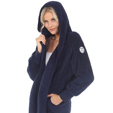 Women's Plush Hooded Sweater Coat with Pockets