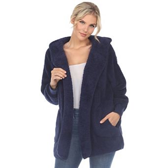 Women's Plush Hooded Sweater Coat with Pockets