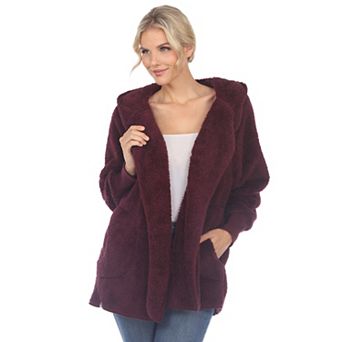Women's Plush Hooded Sweater Coat with Pockets