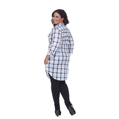Plus Size Button Down Plaid Tunic