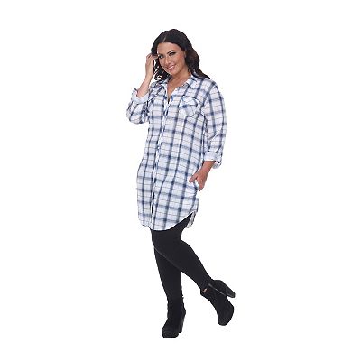 Plus Size Button Down Plaid Tunic