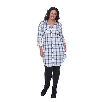 Plus Size Button Down Plaid Tunic