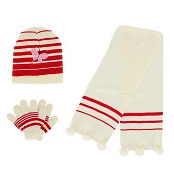 Heat Trendz Girl's One Size Fits Most Stripe Butterfly Hat Gloves and Scarf Winter Set