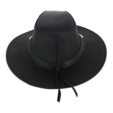 CTM Men's Leather Western Hat with Star Concho Hatband