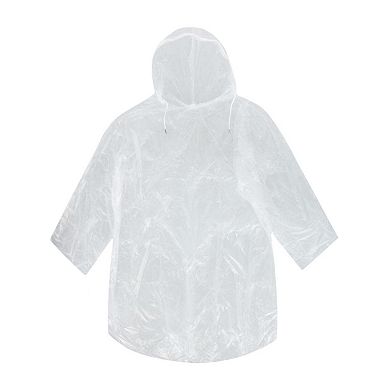Ctm Adult Clear Rain Poncho With Drawstring Hood