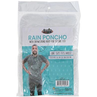 Ctm Adult Clear Rain Poncho With Drawstring Hood