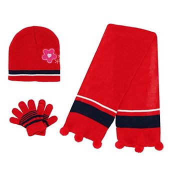 Heat Trendz Girl's One Size Fits Most Flower Hat Gloves and Scarf Winter Set