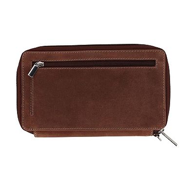 CTM Women's Embossed Floral Tooled Leather Wristlet