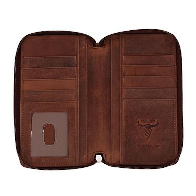 CTM Women's Embossed Floral Tooled Leather Wristlet