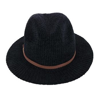 CTM Women's Chenille Ribbed Knit Fedora with Hatband