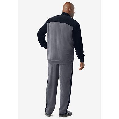 KingSize Men's Big & Tall Colorblock Velour Tracksuit