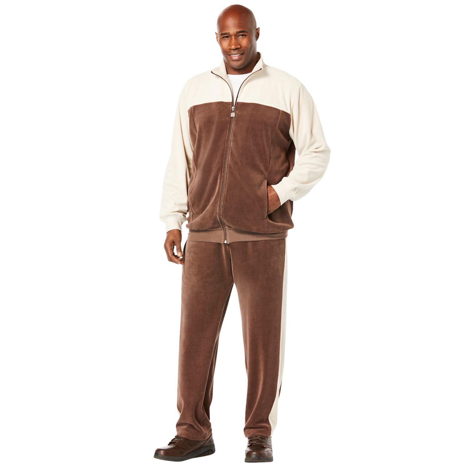KingSize Men's Big & Tall Colorblock Velour Tracksuit