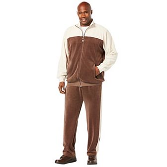 KingSize Men's Big & Tall Colorblock Velour Tracksuit
