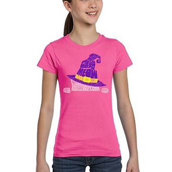 Peeking Witch Cat - Girl's Word Art T-shirt