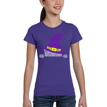 Peeking Witch Cat - Girl's Word Art T-shirt