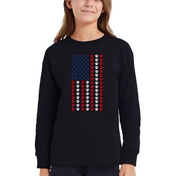 Paws Flag - Girl's Word Art Long Sleeve T-shirt