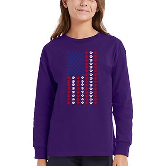 Paws Flag - Girl's Word Art Long Sleeve T-shirt