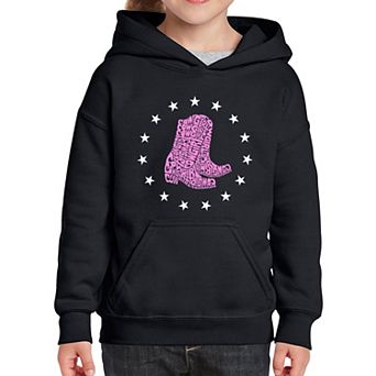 Cowgirl Boots - Girl's Word Art Hooded Sweatshirt