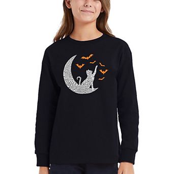 Lunar Bats - Girl's Word Art Long Sleeve T-shirt