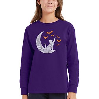 Lunar Bats - Girl's Word Art Long Sleeve T-shirt
