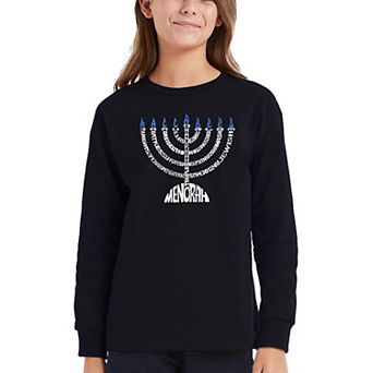 Menorah - Girl's Word Art Long Sleeve T-shirt