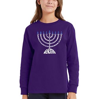Menorah - Girl's Word Art Long Sleeve T-shirt