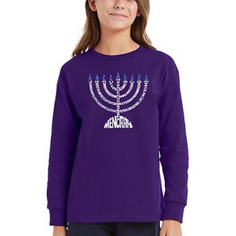 Menorah - Girl's Word Art Long Sleeve T-shirt