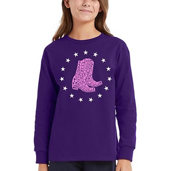 Cowgirl Boots - Girl's Word Art Long Sleeve T-shirt