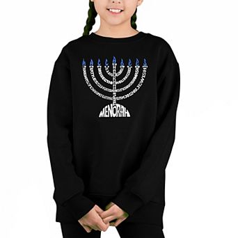Menorah - Girl's Word Art Crewneck Sweatshirt